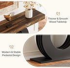 Tribesigns 63-Inch Console Sofa Table, Rustic Industrial Farmhouse Entryway Table, Narrow Long Couch Console Behind Sofa with Black Circle Base for Living Room Hallway, Rustic Brown