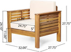 free-space Mi Apricot seat Cushion Courtyard Leisure Single Chair, Solid Wood Balcony Meeting Chair, 27.75-inch Wide Outdoor Solid Wood Leisure Chair