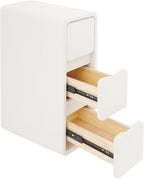 3 Tier Narrow Nightstand,Modern Bedside Table with Drawers,Sofa Side Table Table with Storage for Small Spaces,Bedroom,Living Room,White
