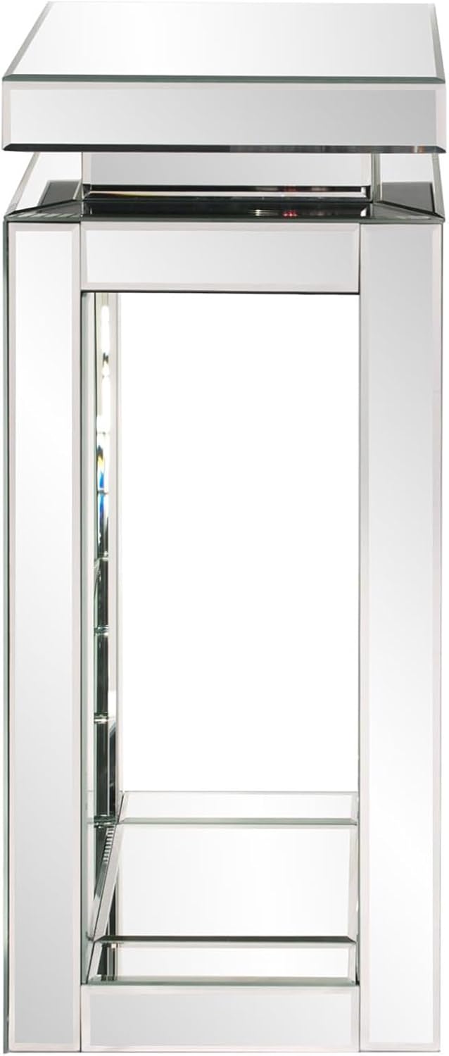 Howard Elliott Collection Small Silver Mirrored Pedestal Accent Table for Home Decoration, Mirrored Finish Design End Table for Bedroom, Entryway or for Any Room, 12 x 12 x 28 Inches