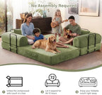79" Convertible Sofa Bed, Sleeper Futon Couch for Living Room | 5-in-1 Sleeper Sofa, Pull Out Couches with Soft Corduroy, No Assembly Required, Apartment Friendly, Light Green
