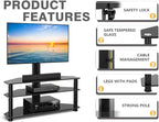 TAVR Furniture Swivel Floor TV Stand for 32-70 Inch TVs - Universal Height Adjustable TV Floor Stand with Shelves Perfect for Bedroom and Corner, TV Mount Stand VESA 600x400mm Holds up to 88lbs, Black