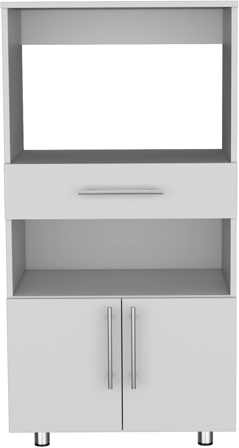 Worland Pantry Cabinet with Microwave Stand, Multi-Functional with Drawer and 2-Door