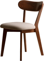 Mid Century Modern Walnut Dining Chair – FAS-Grade Oak Frame, Single Solid Wood Armless Side Chair, Heavy Duty 400 lbs Commercial Grade, Curved Back & Upholstered Seat for Kitchen, Cafe, Restaurant