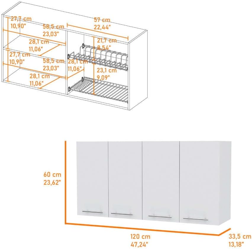 5-Shelf 4-Door Kitchen Set with Island and Wall Cabinet | Includes 5 shelves and 4 doors for expanded storage capacity