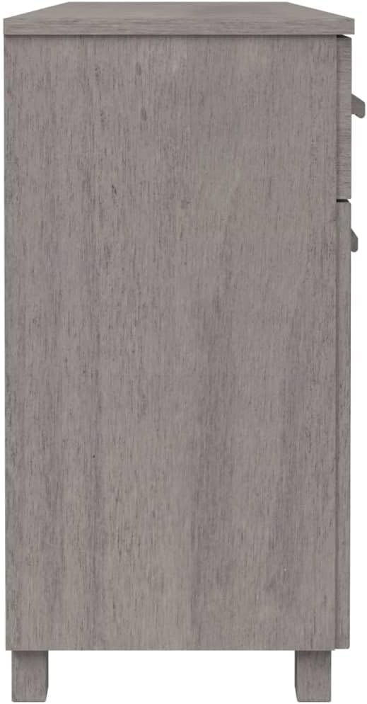 Light Grey Solid Pine Wood Sideboard with Shelves and Drawers, Traditional Style Storage Cabinet for Living Room Bedroom Dining Area, Durable Furniture