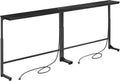 Kitstorack 2-Pack Black Console Table, 7.9" Deep Panel, Adjustable Height (25"-33") & with 2 Power Outlets, Behind Sofa Couch Table, Use Together or Separately - 78.8" Total Long