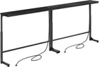 Kitstorack 2-Pack Black Console Table, 7.9" Deep Panel, Adjustable Height (25"-33") & with 2 Power Outlets, Behind Sofa Couch Table, Use Together or Separately - 78.8" Total Long