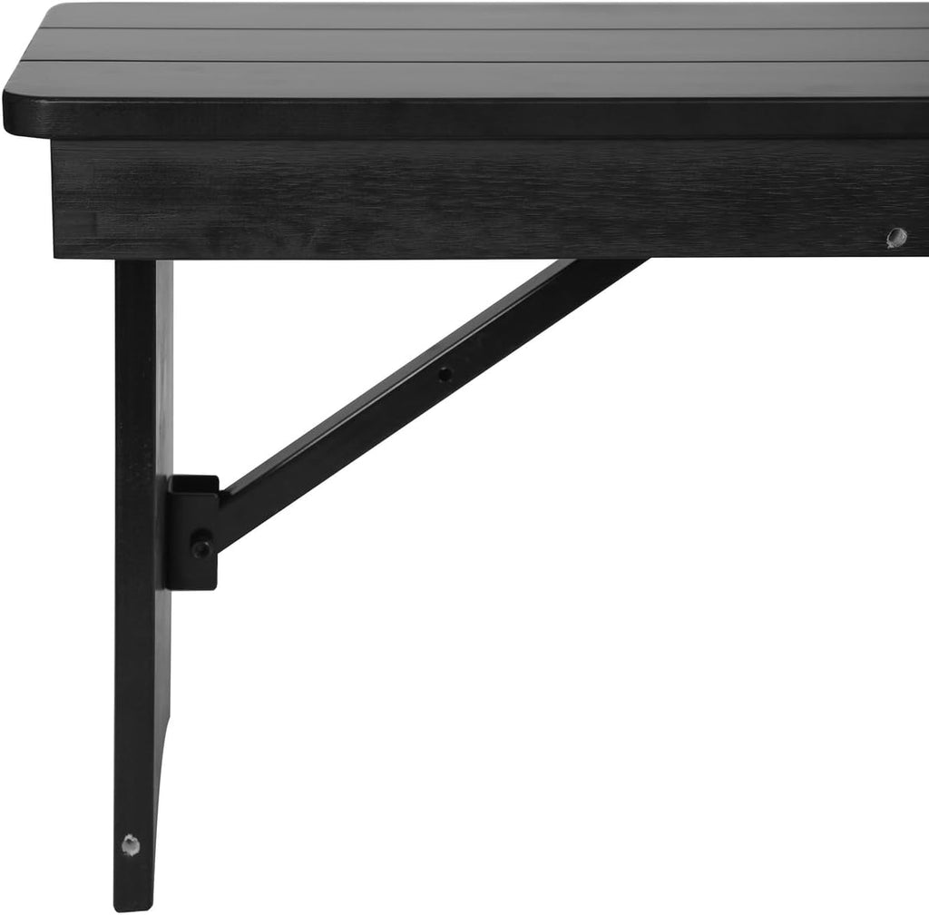 Flash Furniture Hercules Commercial Farmhouse Folding Bench, Antique Solid Pine Entryway Bench, Foldable Locking Legs, 40" x 12", Black Wash