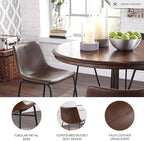Signature Design by Ashley Centiar Mid-Century Dining Chair Set of 2, Brown | Contoured faux leather bucket seats, Matte black tubular metal base, Optimized for compact kitchen and eat-in spaces