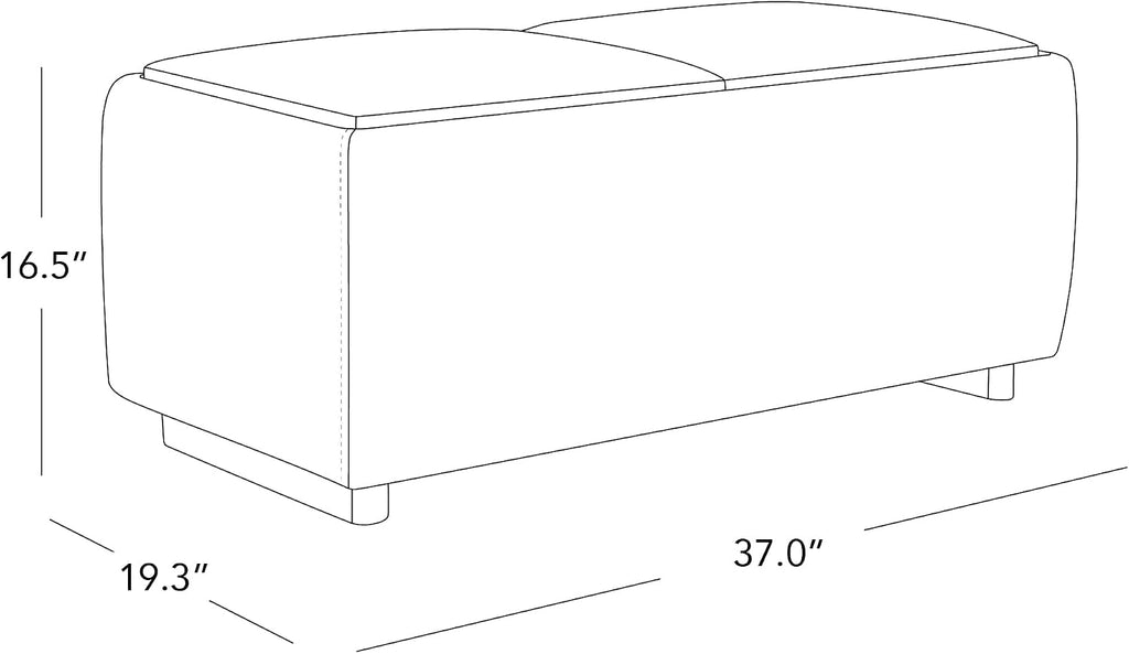 CHITA Storage Ottoman with Tray Lids, FSC Certified Small Rectangular Bench for Living Room, Bedroom, Fabric in Linen