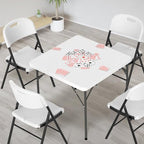 VINGLI White Card Square Table, 34 inch Foldable Legs Full Table Top, Easy to Set up and Store, Folding Portable for Game Puzzles, Gathering, Party, Dining, Indoor, Outdoor, Outside