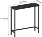 HollyHOME Narrow Sofa & Console Table, 29.5" Slim Entryway Table, Sofa Stand, Hallway Shelf, Bedroom, Living Room, Foyer, Black Marble