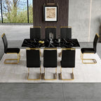 8 Chairs Dining Table Set, 71'' Kitchen Table Set for 8, Faux Marble Dining Table Set for 8 with PU Leather Chairs for Kitchen, Dining Room,Easy to Assemble