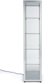 Displays2go Locking Glass Display Case, Illuminated, Silver