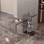 Side Table,C Shaped End Table, Acrylic Sofa Side Table, Bedside Table for Bedroom Small Modern Coffee Table Suitable for Living Room (Smoke Gray)