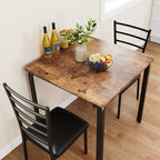 GarveeHome 3-Piece Kitchen Dining Room Table Chair Set for Small Space, Indoor Modern Dinette Set for 2, Square Dinner Table Set for Dinette (Rustic Brown‌, Dining Table with 2 Chairs)