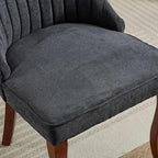 LKTART Upholstered Dining Chairs Set of 2, Solid Wood Kitchen Dining Room Chairs with Thicken Padded and Nailhead Trim for Home Kitchen Bedroom Black