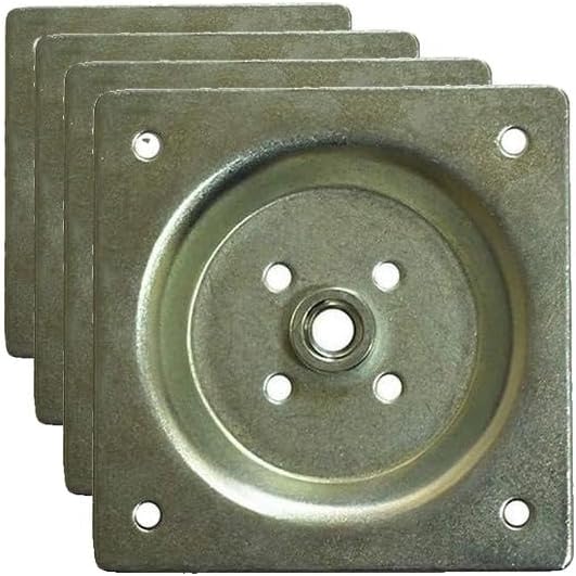 WEICHUAN Furniture Legs Mounting Hardware Sets - Include 5/16" -18 Coarse Attachment Plates, 5/16" -18 Coarse Hanger Bolts, Threaded Nuts, Screws Adapters 4 Sets, for Sofa Couch Chair Legs (Pack of 4)