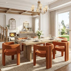 VESCASA Modern Barrel Dining Chairs Set of 4 with Open Back, Orange Velvet | Comfortable Upholstered Dining Room Chairs, Sturdy Solid Wood Legs, Accent Kitchen Armchairs for Living Room, Home, Apartment