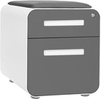 Laura Davidson Furniture STOCKPILE Mini Seated 2 Drawer Mobile File Cabinet with Removable Magnetic Cushion Seat - Short Version, Metal Filing Cabinet, Pre-Assembled, Dark Grey Face with Grey Cushion