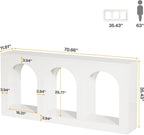Tribesigns 70.9" White Console Table with Storage, Wood Entryway Entry Table with 3 Arched Shelves for Foyer, Hallway, Living Room, Behind Couch Sofa, Narrow Long
