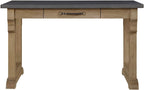 Cashew Finish Kitchen Island with Hickory Veneers and Functional Drawer | Scalloped solid wood top with hickory veneer