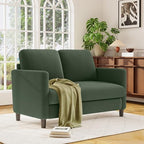 Welzona Loveseat, 51" Small Couch, Teddy Love Seat, Small Loveseat Sofa | Comfy Teddy Fabric, Tool-free Setup, Washable Covers, All-wood Small Sofa Couch for Living Room, Bedroom, Small Spaces, Green