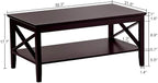 ChooChoo Oxford Coffee Table with Thicker Legs, Espresso Wood Coffee Table with Storage for Living Room 40 inches