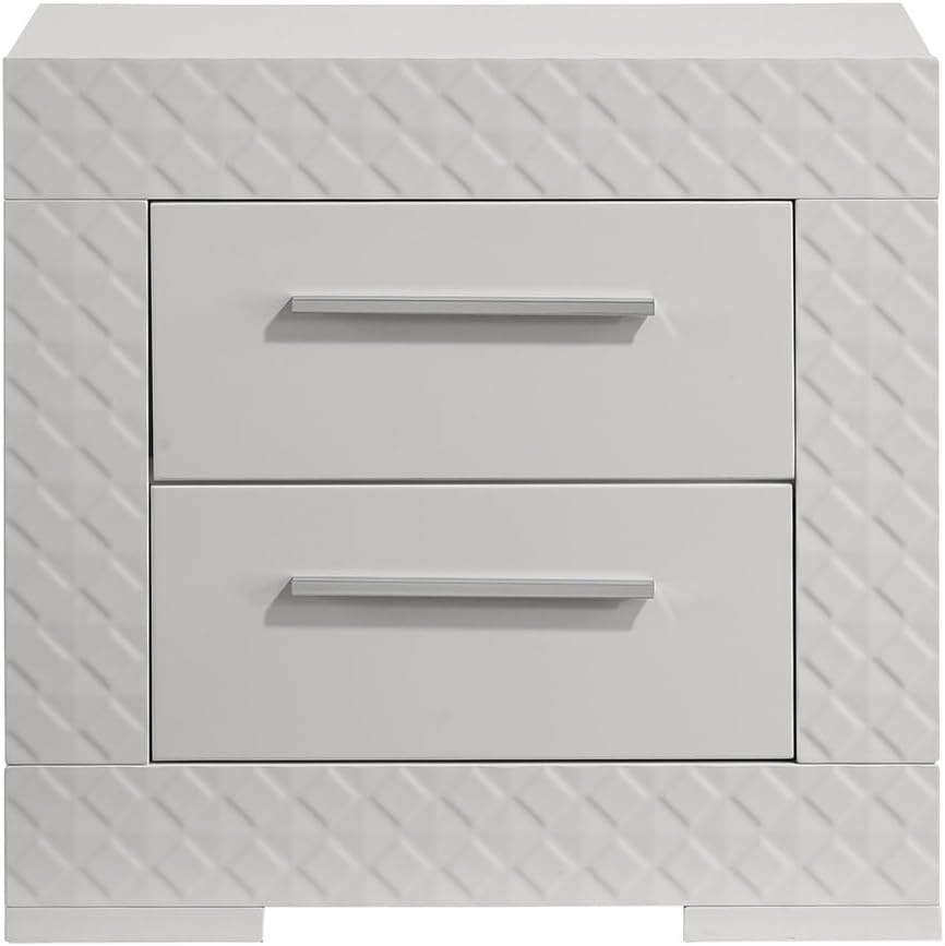 Modern Style 2-Drawer Night Stand Made with in White,for Small Spaces