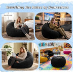 ZurNesfure Bean Bag Chair, Teardrop Large Bean Bag with Filling Black, 3FT | Bean Bag Chairs for Living Room, Washable Comfy Chair with Handle, Fluffy Bean Bag for Reading Gaming Relaxing