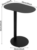 C-Shaped Side Table, Iron End Table, Couch Side Table for Living Room, Study Room, Bedroom & Office (Black)
