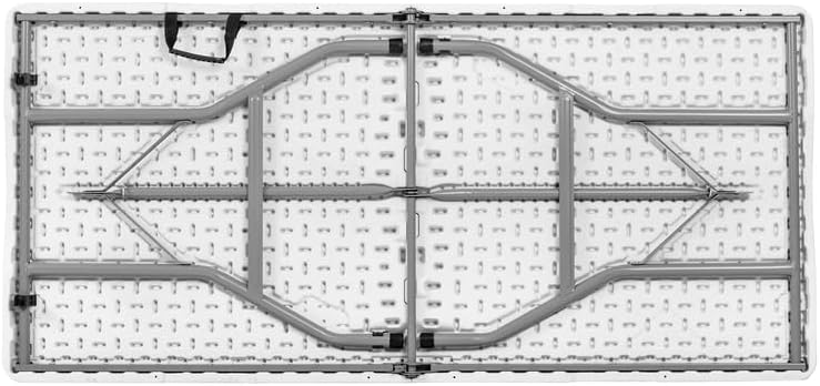 Romig Trestle 5 ft Folding Table, Blow Mold Plastic Top, Fold-in-Half with Carry Handle, Heavy-Duty Steel Frame, 60 x 29 x 29, White