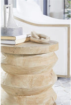 Pemberly Row Modern Transitional Accent Table, Smoke Gray Finish, Solid Reclaimed Pine Wood, Cylindrical Design, Compact 19.25"H x 16.5"W x 16.5"D, Ideal for Small Spaces and Versatile Decor Styles