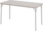 GAOMON Folding Table 4 Foot with Upholstered PU Leather Tabletop, Heavy Duty Metal Legs, Collapsible Design & Shelf Bracket, No Assembly Required, Indoor Outdoor Use, Beige