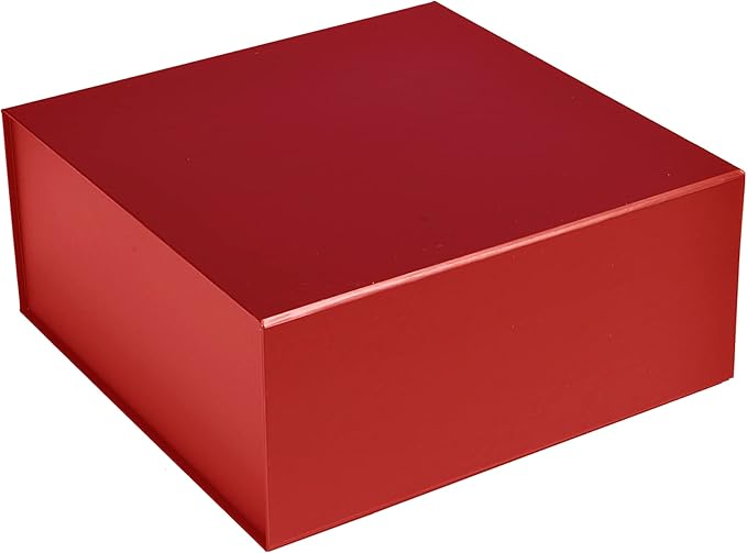 CECOBOX - Gift Boxes with Lids for Presents 6"x6"x2.75" - Matte, Collapsible Magnetic Closure Gift Box - Groomsmen & Bridesmaid Proposal Boxes, Wedding, PR, Birthdays, Holidays (Red)