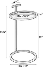 C-Shaped Base Round Metal Side Table with Carry Handle, Powder Coated Metal Frame, Round Tabletop with Raised Lip, Freestanding Portable End Table for Indoor Use