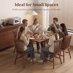 Solid Wood Small Dining Table for 2-6, 23.6"L-47.2"L Expandable Kitchen Table, Designed for Small Spaces, Easy Assembly, Suitable for Kitchen, Dining Room, Living Room, Apartment (Walnut)