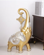 Large Luxury Elephant Side Table, Artistic Home Decor Accent, Resin Sofa End Table with Glass Top for Living Room, TV Cabinet, Housewarming Gift (Gold)