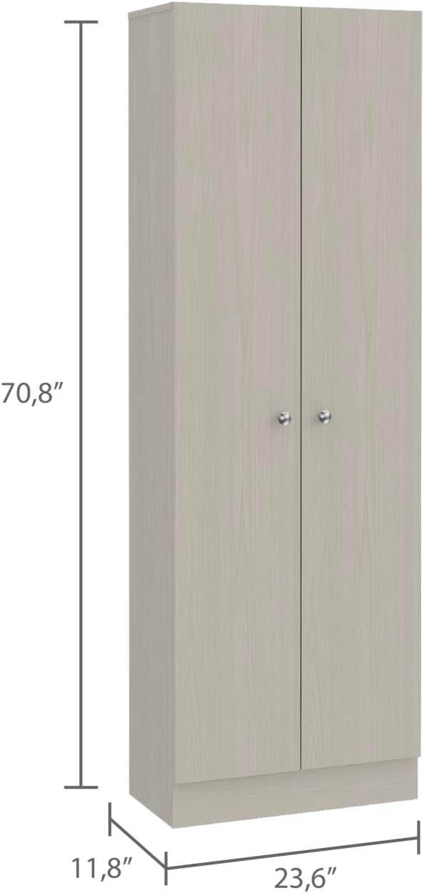 Multistorage Pantry Cabinet, 5 Shelves, Double Doors - Pearl