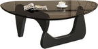 Modern Glass Coffee Table, Mid Century Coffee Table, Small Coffee Table for Living Room,Suitable for Bedroom Living Room Reception Office Tables (Black/Grey, Small)