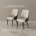 POVISON PU Dining Chairs Set of 2, 38" Faux Leather Upholstered Bar Chairs with Metal Legs, Modern High-Back Side Chairs for Living Room, Pub, Coffee, Home, and Kitchen (Black)