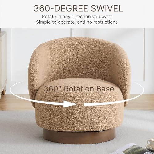 KISLOT Swivel Barrel Accent Chair, Boucle Fabric, Sand, 2-Pack | Modern Style, Upholstered, for Living Room/Bedroom/Waiting Room
