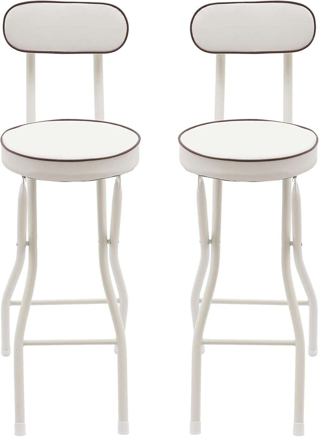 YIYIBYUS 2 Pcs Folding Bar Stools with Back, 25.6 Inch Height Portable High Chair, Foldable Stool Chair for Outdoor Indoor Kitchen Shop Cafe (White)