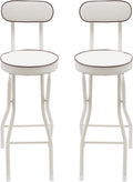 Folding Stool, 2 PCS Folding Stool with Back, 25.6 Inch Tall Foldable Bar Stool with Thick Soft Cushion, 275 lb Capacity Portable Metal Chair for Camping, Kitchen, Outdoor, Indoor, Cafe