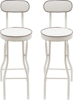 Folding Stool, 2 PCS Folding Stool with Back, 25.6 Inch Tall Foldable Bar Stool with Thick Soft Cushion, 275 lb Capacity Portable Metal Chair for Camping, Kitchen, Outdoor, Indoor, Cafe