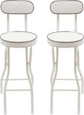 2PCS Folding Stool Cushioned Padded Folding Stool with 275.6lbs Capacity Foldable Bar Stool Portable Stool Chair with Back for Kitchen Living Room Garden Camping Fishing (White)