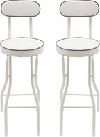 2PCS Folding Stool Cushioned Padded Folding Stool with 275.6lbs Capacity Foldable Bar Stool Portable Stool Chair with Back for Kitchen Living Room Garden Camping Fishing (White)