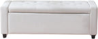 Storage Bench for Bedroom, 48.4'' End of Bed Beige Ottoman Lined Fabric Upholstered Shoe Bench for Entryway, Hallway, Bedroom, Cloakroom, Living Room, Beige.