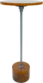 Carolina Chair & Table Amber Glow Pedestal Accent 25 Inch Round Resin Side Table with Nickel Base – Modern, Compact, Durable, Multi Purpose Furniture for Elegant Living Spaces & Home Decor